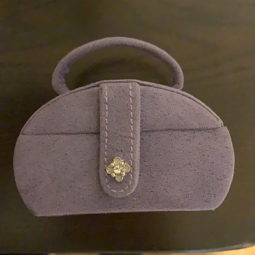 Purple mini Jewelry Travel Case with beaded clasp